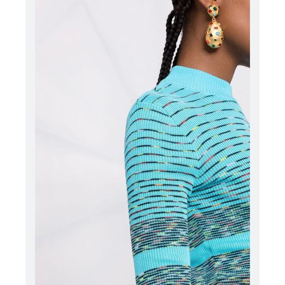 M Missoni Collection patterned intarsia-knit wool blend Sky sweater size 38/ US2 - Picture 3 of 14